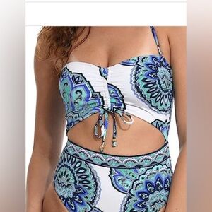 NWT Sunshine 79 Bandeau Mio Blue One Piece Swimsuit
